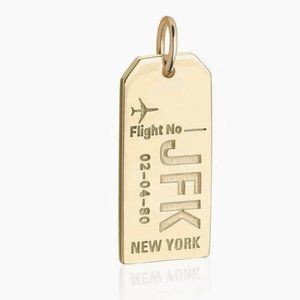 Jet Set Candy Gold Vermeil New York JFK Luggage Tag Charm